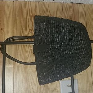 Adorable Black Straw Tote Bag